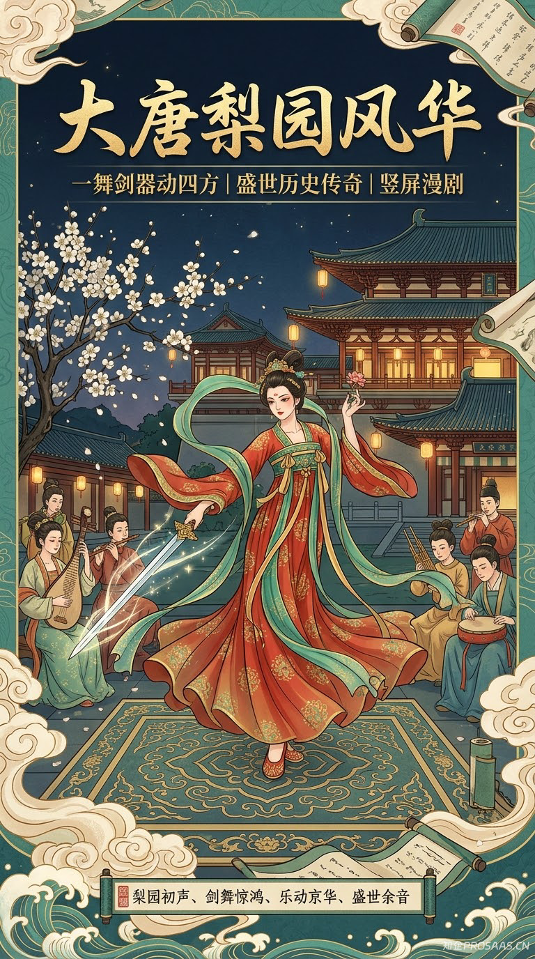 《大唐梨园风华》50 集国风竖屏 AI 漫剧